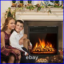 18 Electric Fireplace Insert Freestanding and Recessed Heater Log Flame Remote
