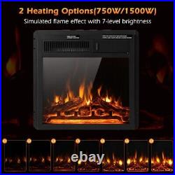 18 Electric Fireplace Insert Heater 1500W Adjustable Log Flame Remote Control