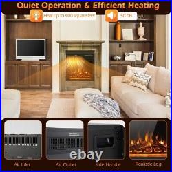 18 Electric Fireplace Insert Heater 1500W Adjustable Log Flame Remote Control