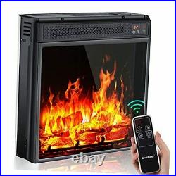 18'' Electric Fireplace Insert Heater with LED Realistic Adjustable Flame