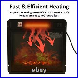 18 Electric Fireplace Insert Heaters Adjustable Flame Brightness with Remote