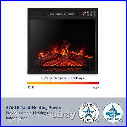 18 Embedded Electric Fireplace Insert Remote Heater Log Flame 1400W, Black