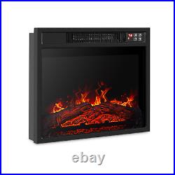 18 Embedded Electric Fireplace Insert Remote Heater Log Flame 1400W, Black