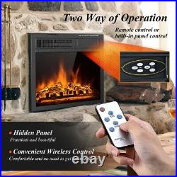 18-Inch Electric Fireplace Insert Freestanding &Recessed Heater Log Flame Remote