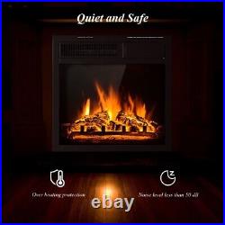 18-Inch Electric Fireplace Insert Freestanding &Recessed Heater Log Flame Remote