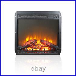18 inch electric fireplace insert, ultra thin heater with log set & realistic