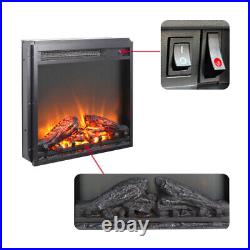 18 inch electric fireplace insert, ultra thin heater with log set & realistic