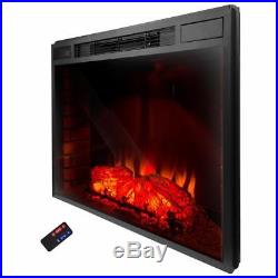 1,400-Watt Electric Fireplace Insert Heater Heat Black Tempered Glass Remote