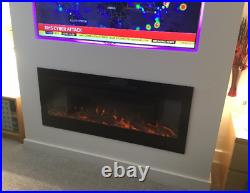 2022 50 Inch Wide Led Flames Black Glass Truflame Wall Mounted Electric Fire