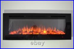 2022 50 Inch Wide Led Flames Black Glass Truflame Wall Mounted Electric Fire