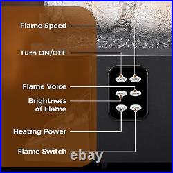 20 Electric Fireplace Log Heater, 4 Flame Sounds, Adjustable Flame Brightness