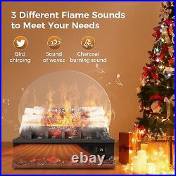 20 Electric Fireplace Log Heater, 4 Flame Sounds, Adjustable Flame Brightness