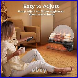 20 Electric Fireplace Log Heater, 4 Flame Sounds, Adjustable Flame Brightness