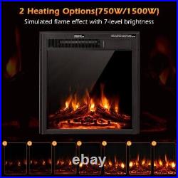 22.5 Electric Fireplace Heater Inserts Recessed Ultra Thin Log Flame 1500W
