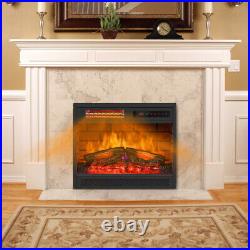 23Electric Fireplace with Log Flame Effect Recessed Insert Heater Timer 1500W