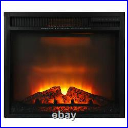 23Embedded Electric Fireplace Insert Remote Heater Adjustable Flame 1500W Black
