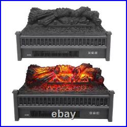 23 1400W Electric Fireplace Fake Log Insert LED Glowing Efficient Heating Black