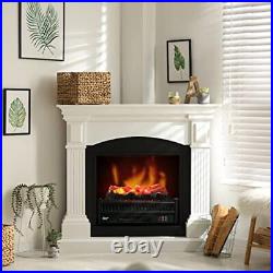 23 1400W Electric Fireplace Insert Log Heater, Remote Control Fireplace Black