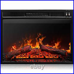 23 1400W Embedded Fireplace Electric Insert Heater Indoor Energy Saving, Black