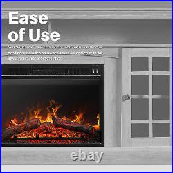 23 1400W Embedded Fireplace Electric Insert Heater Indoor Energy Saving, Black