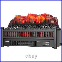 23 1400W Indoor Electric Fireplace Fake Log Insert LED Glowing with Remote