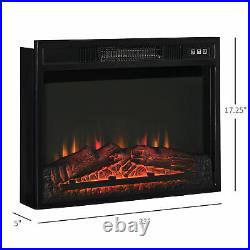 23 1400W Recessed Electric Fireplace Insert Heater with Realistic LED Log Flames