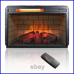 23 26 Electric Infrared Quartz Fireplace Insert Log Flame Heater Remote Control