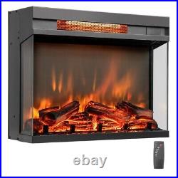 23 3-Sided Electric Fireplace Insert Heater 1500W With Thermostat Remote Control