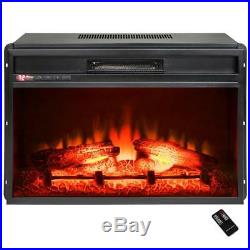 23 Black Freestanding Electric Fireplace Insert Heater with Tempered Glass