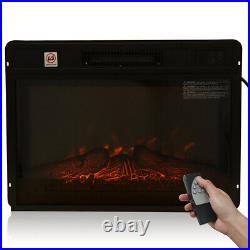 23 Electric Fireplace Insert 1400W Indoor Realistic Fireplace Heater Black USA