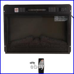 23 Electric Fireplace Insert 1400W Indoor Realistic Fireplace Heater Black USA