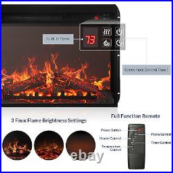 23 Electric Fireplace Insert Indoor Heater with Remote Control, Black