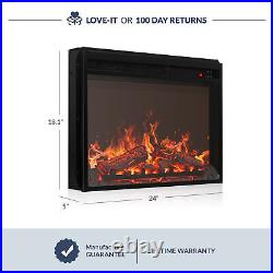 23 Electric Fireplace Insert Indoor Heater with Remote Control, Black