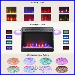 23 Electric Fireplace Insert Ultra Thin Heater With Crystal Realistic Flame Timer