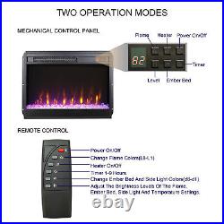 23 Electric Fireplace Insert Ultra Thin Heater With Crystal Realistic Flame Timer