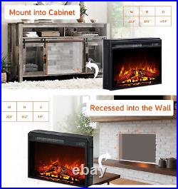 23 Electric Fireplace Insert with Remote Control, Recessed & Wall Mounted Firep