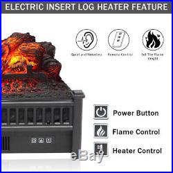 23 Electric Fireplace Log Insert Heater with Ember Bed & Remote Controller, Bla