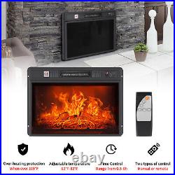 23 Electric Fireplace with Log Flame Effect Embedded Insert Wall Mount Heater