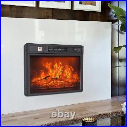 23 Electric Fireplace with Log Flame Effect Embedded Insert Wall Mount Heater