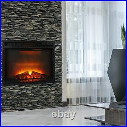 23 Electric Fireplace with Log Flame Effect Recessed Insert Heater Timer 1500W