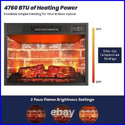 23 Electric Infrared Fireplace Insert Log Flame Heater with Remote Control 1400W