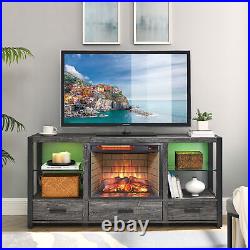 23 Electric Infrared Quartz Fireplace Insert Log Flame Heater with Remote Control