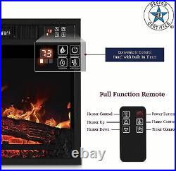 23 Embedded Fireplace 3 Color Flame Insert Heater with Remote & Timer 1400W