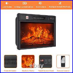 23 Fireplace Electric Embedded Insert Heater with Log Burn Flame Effect 1400W US