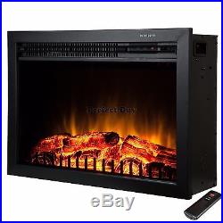 23 Free Standing Insert 3D Flame Wood Electric Fireplace Firebox Remote Control