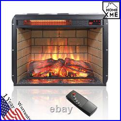 23 Insert Electric Fireplace ultra thin Heater Woodlog Version with Brick