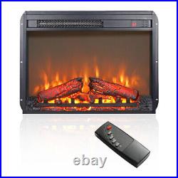23 Insert Electric Fireplace ultra thin Heater with Log Set & Realistic Flame