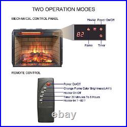 23 Recessed Wall Mounted Electric Fireplace Insert Heater Remote LED Flame