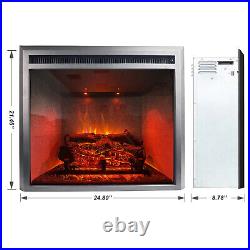 23'' Western Electric Fireplace Insert, Heater, Recessed Mounted, Grey Interior