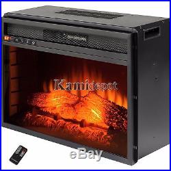 23 in. Freestanding Electric Fireplace Insert Heater with Tempered Glass